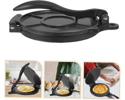 Tortilla pers- Tortilla pan - Roti maker - Taco machine - Aluminiumlegering - Handmatige pers - Pannenkoeken - Taarten - 20 cm - Zwart