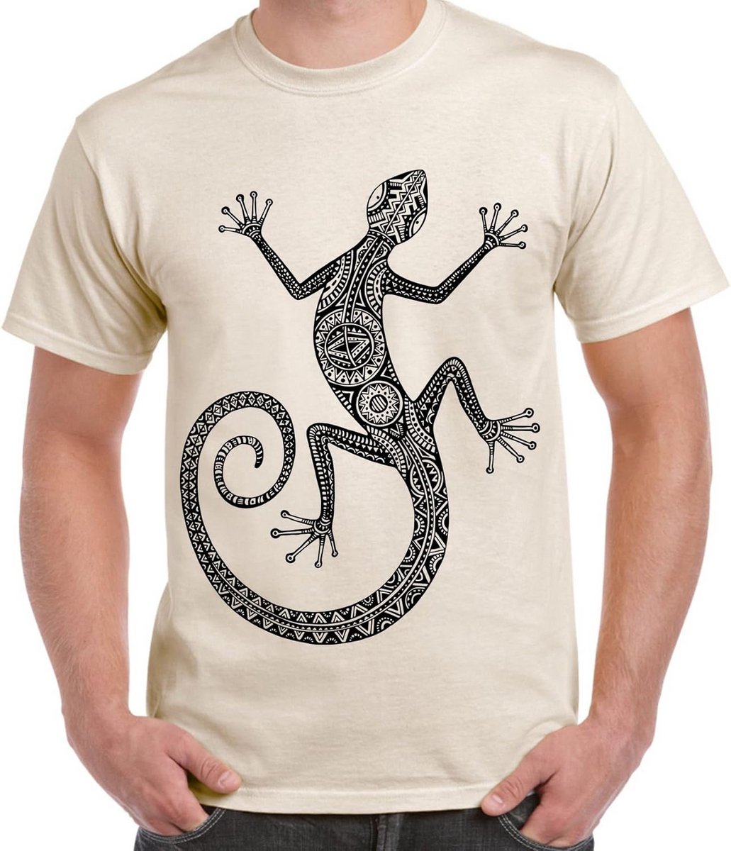 Groot Lizard Tribal Tattoo T-Shirt voor Heren - 100% Katoen