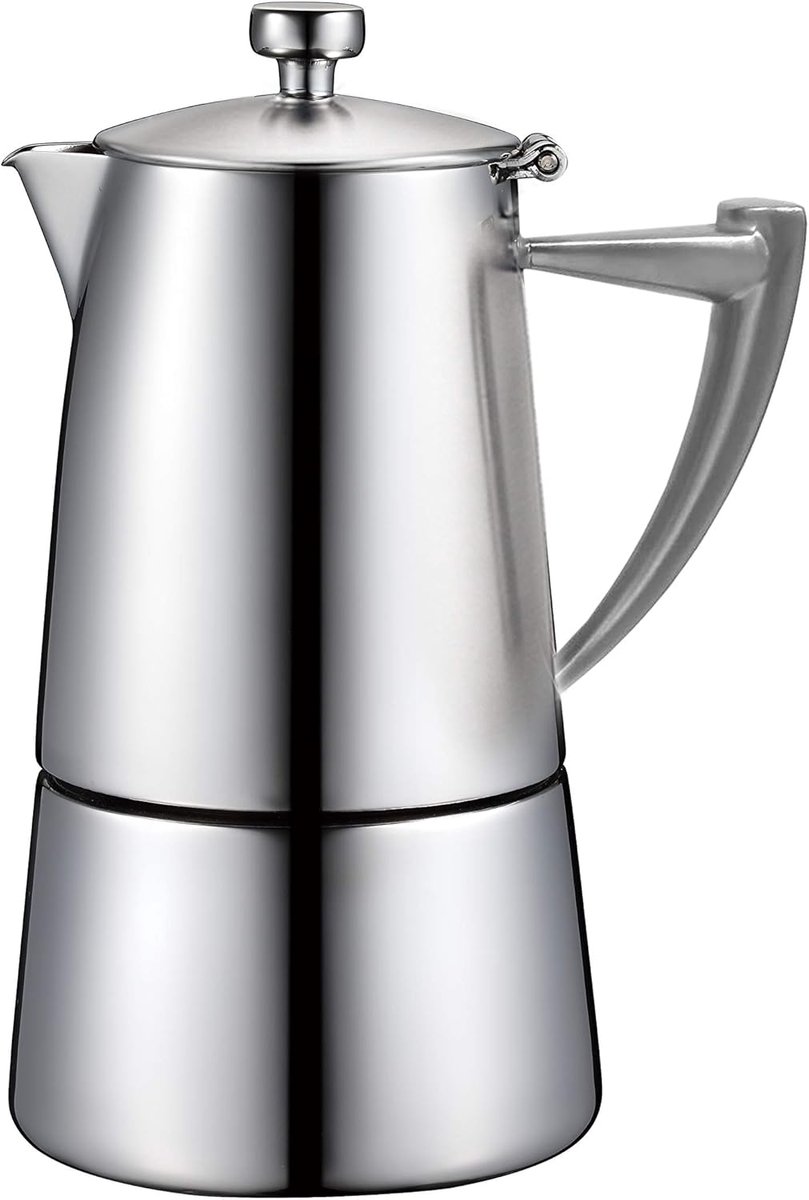 Moka Pot Espresso Maker voor Kookplaat - 4-Kops RVS Koffiezetapparaat