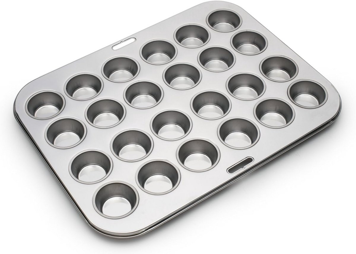 Mini Muffinvorm en Cupcakevorm voor 24 Stuks - Professioneel RVS Bakblik