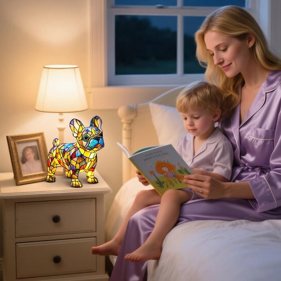 Bulldog Nachtlampje - LED Lamp - Hondenlamp van Hars - Decoratieve Hondenverlichting - Nachtlampje voor Hondenfans - Sfeerverlichting Huisdier - Woondecoratie - Nachtlicht - Cadeau voor Hondenliefhebbers - Tafelmodel Lamp - Hond Design van MELVRA — afbeelding 4