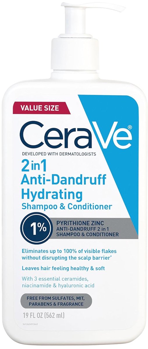 CeraVe 2-in-1 Hydraterende Shampoo & Conditioner – met Salicylzuur en Ceramiden – Helpt tegen Schilfers en Droogheid - 562ml