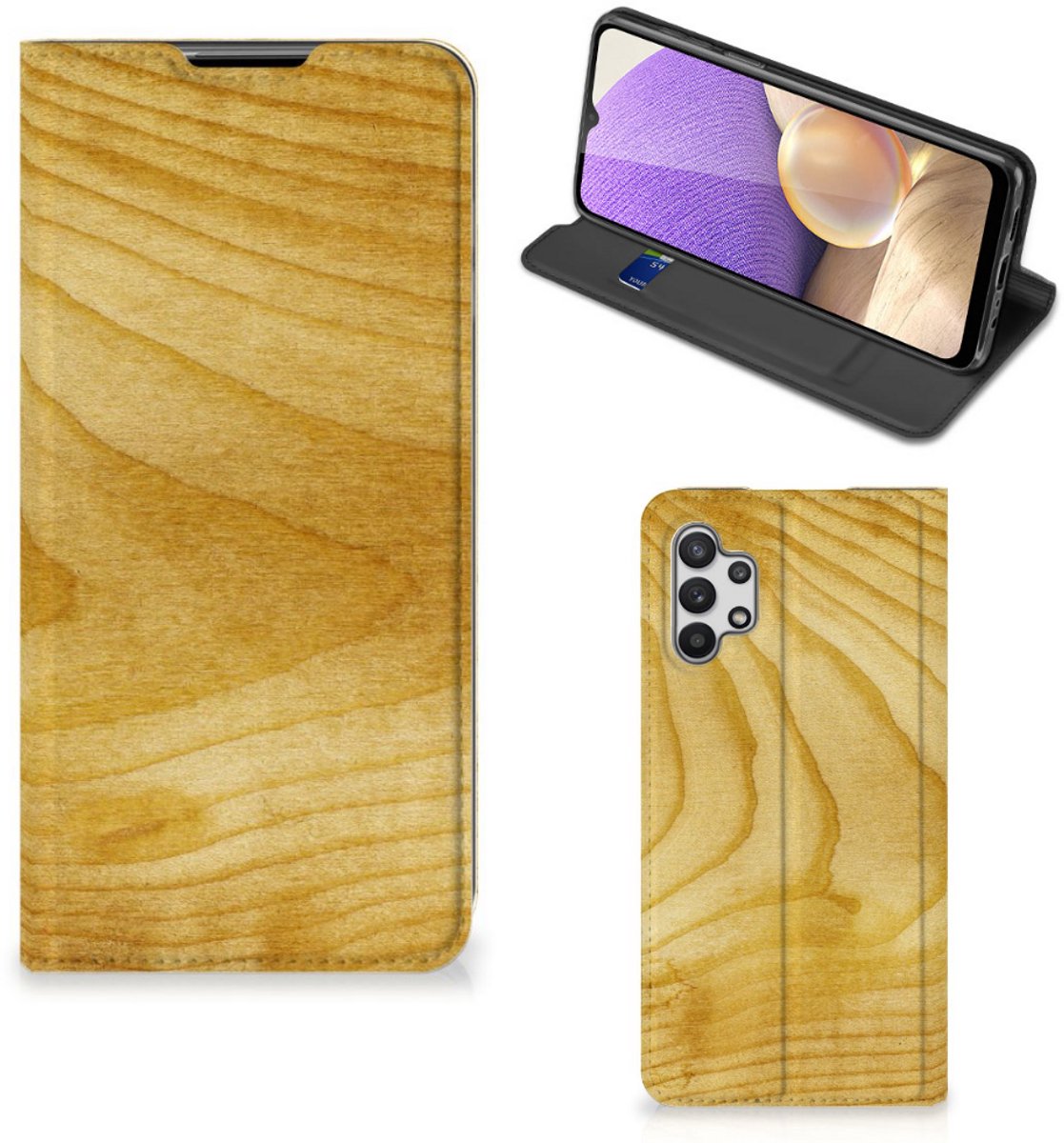 Samsung Galaxy A32 5G Book Wallet Case Licht Hout