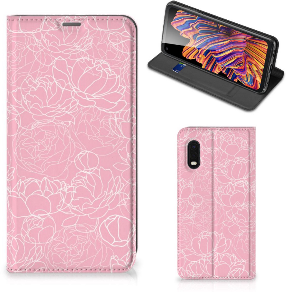 Samsung Xcover Pro Smart Cover White Flowers