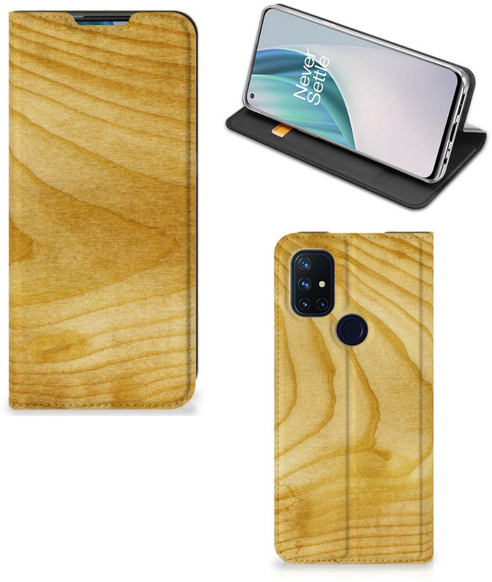 Book Case voor OnePlus Nord N10 5G Book Wallet Case Licht Hout