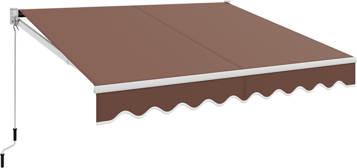 KOMFOTTEU Zonwering met scharnierarm, 295 x 250 cm, luifel voor balkon, terrasluifel met 5-60° instelbare hoek, uv-bestendig en waterafstotend, zonwering met handslinger, aluminium/polyester