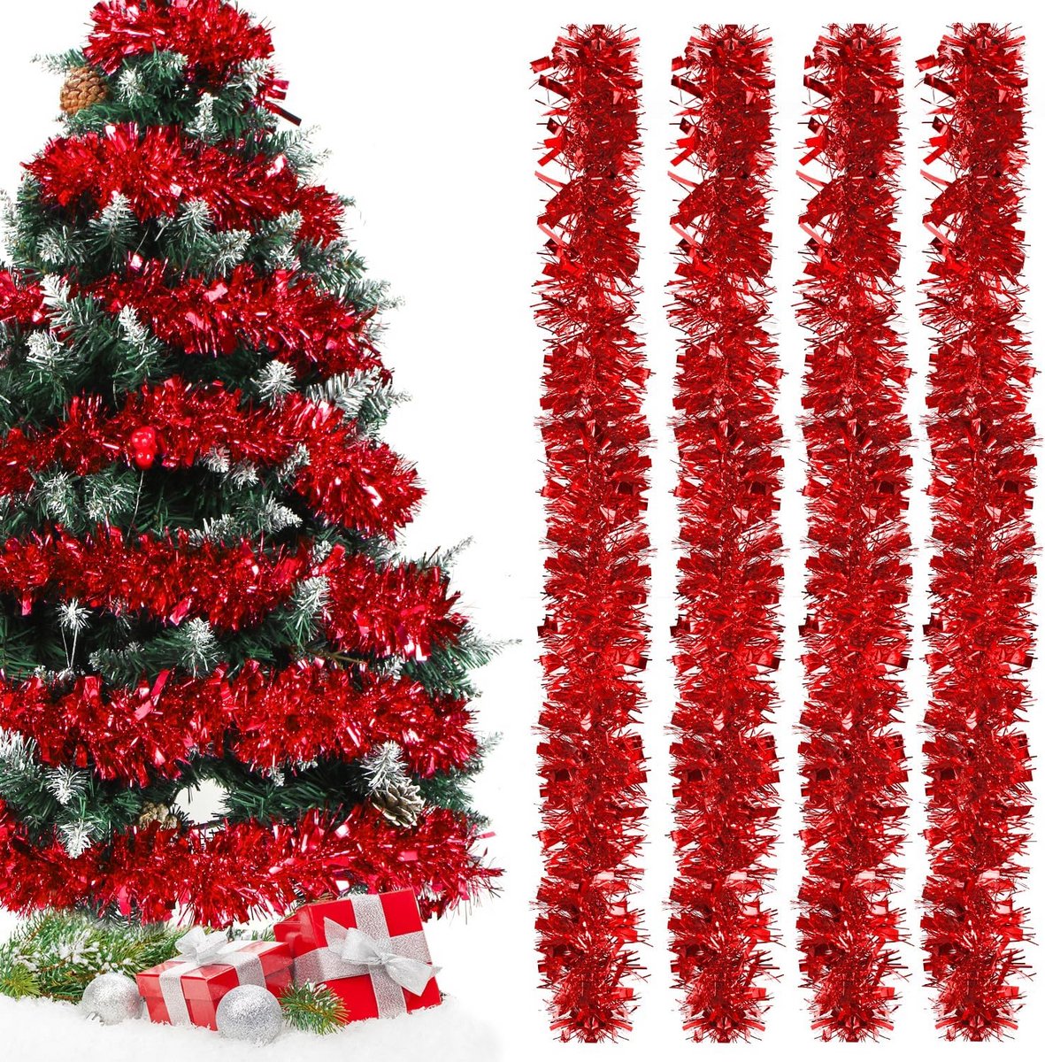 Gouden en Zilveren Lametta Kerstguirlande van 8 meter voor Binnen en Buiten – foto 5