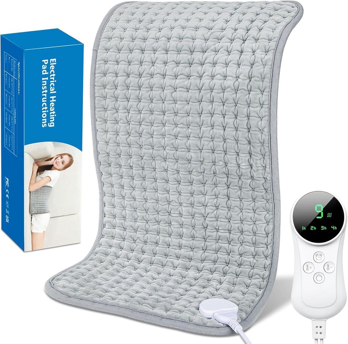 Warmtekussen met automatische uitschakeling - 9 temperatuurniveaus - Voor rug, nek, schouders en buik - Wasbaar - 30 x 60 cm