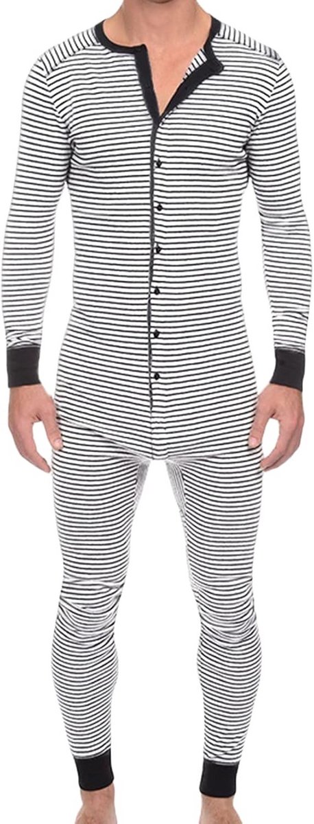 Gestreept Heren Pyjama Uniepak met Lange Mouwen - Slim Fit Nachtkleding