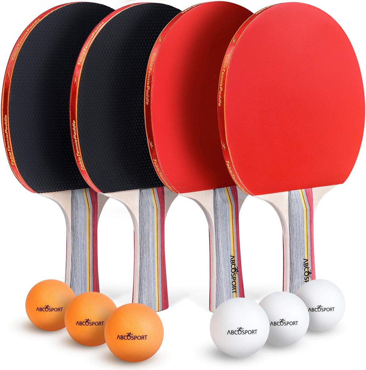 Set van 4 tafeltennisrackets en 6 zachte rubberen ballen - Perfect voor professioneel en recreatief tafeltennis