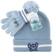 Winterset muts en handschoen Lilo & Stitch blauw polyester voor kinderen.