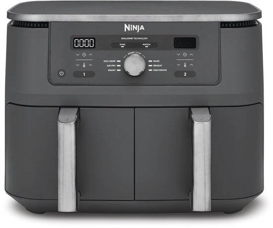 Ninja Dubbele Airfryer XXL - 9.5 L - Nieuw 2026 Model - 40 tot 240 Graden - 2470 W Vermogen - Dual Zone Technologie - DZ400EU