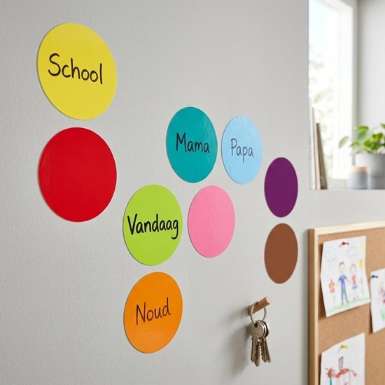 Whiteboard Muurstickers Rond 15 cm – Beschrijfbare Cirkel Stickers – 9 Kleuren
