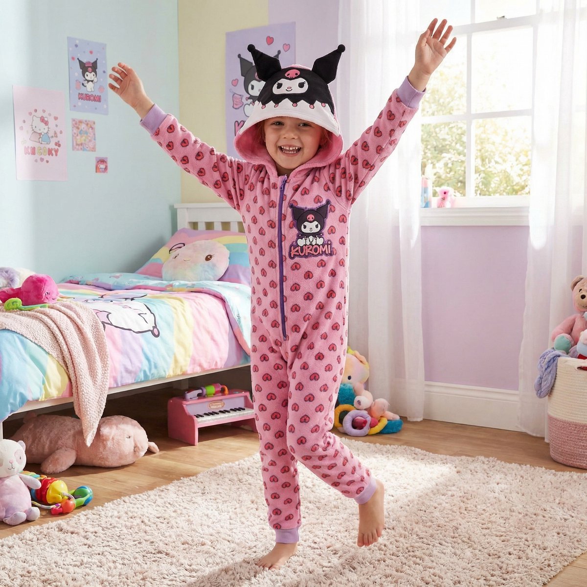 Kuromi Onesie - Maat 122/128 - Polyester - Pyjama - Paars — afbeelding 2