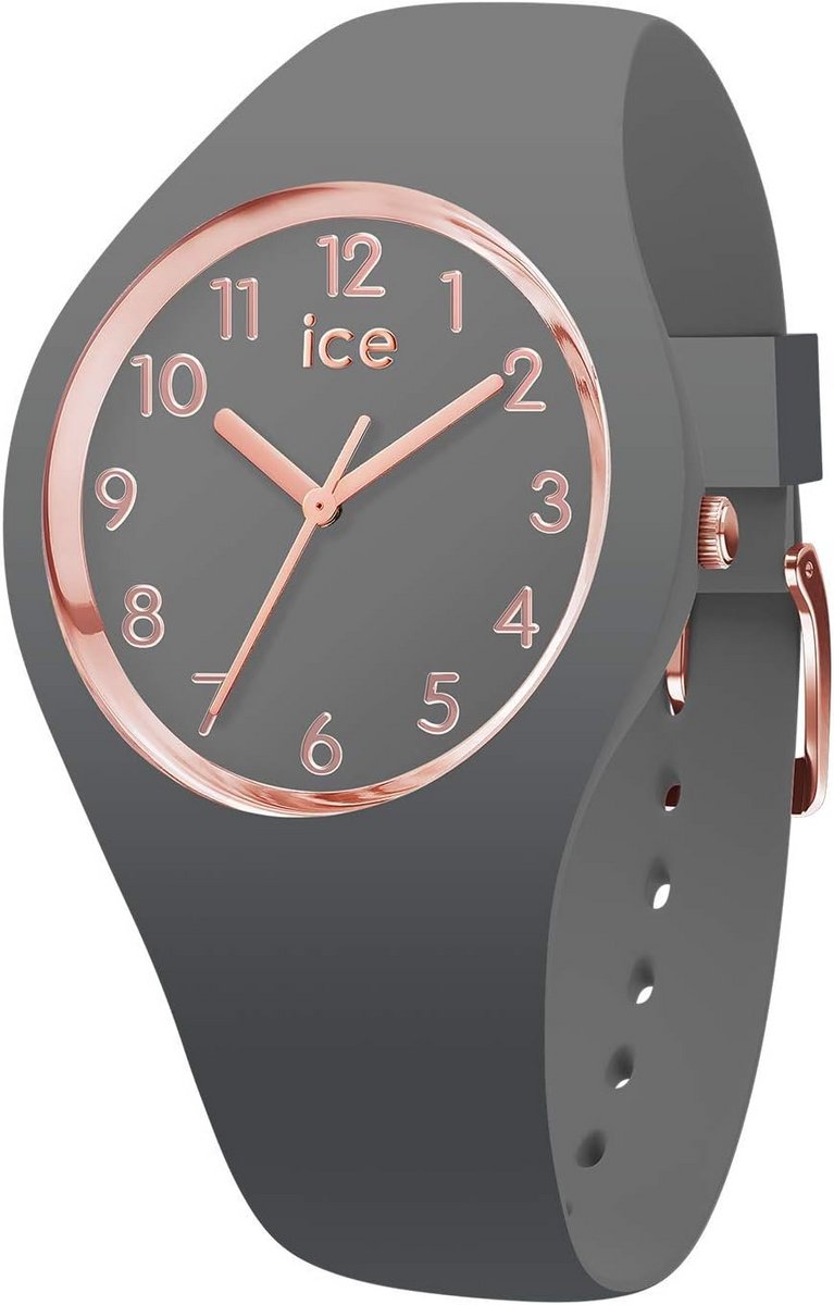 Dameshorloge met Grijs Siliconen Band en Roze Gouden Accenten - Small