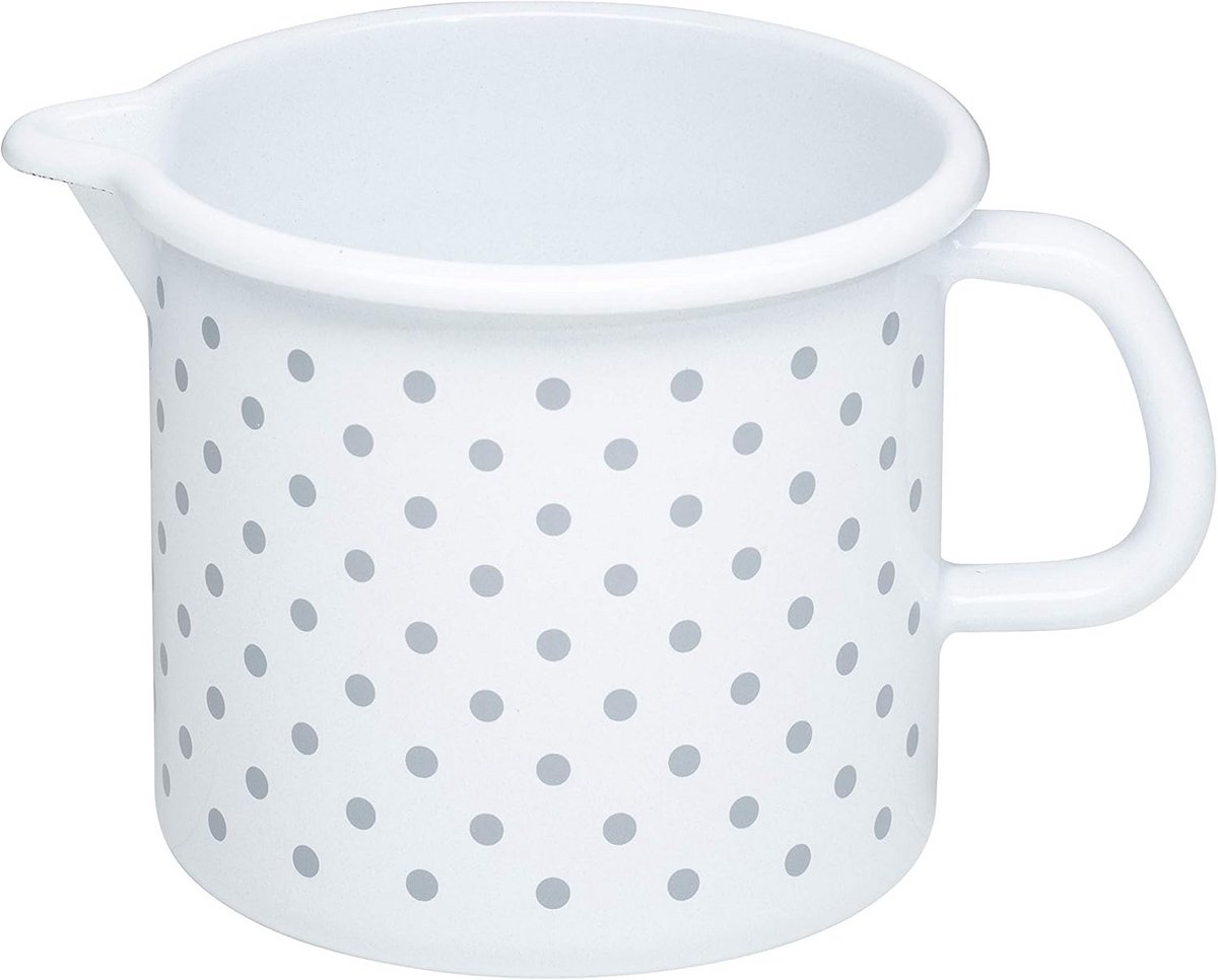 Snavelpot 12 cm - Grijs met Witte Stippen - 1,0 Liter Capaciteit voor Koken en Serveren
