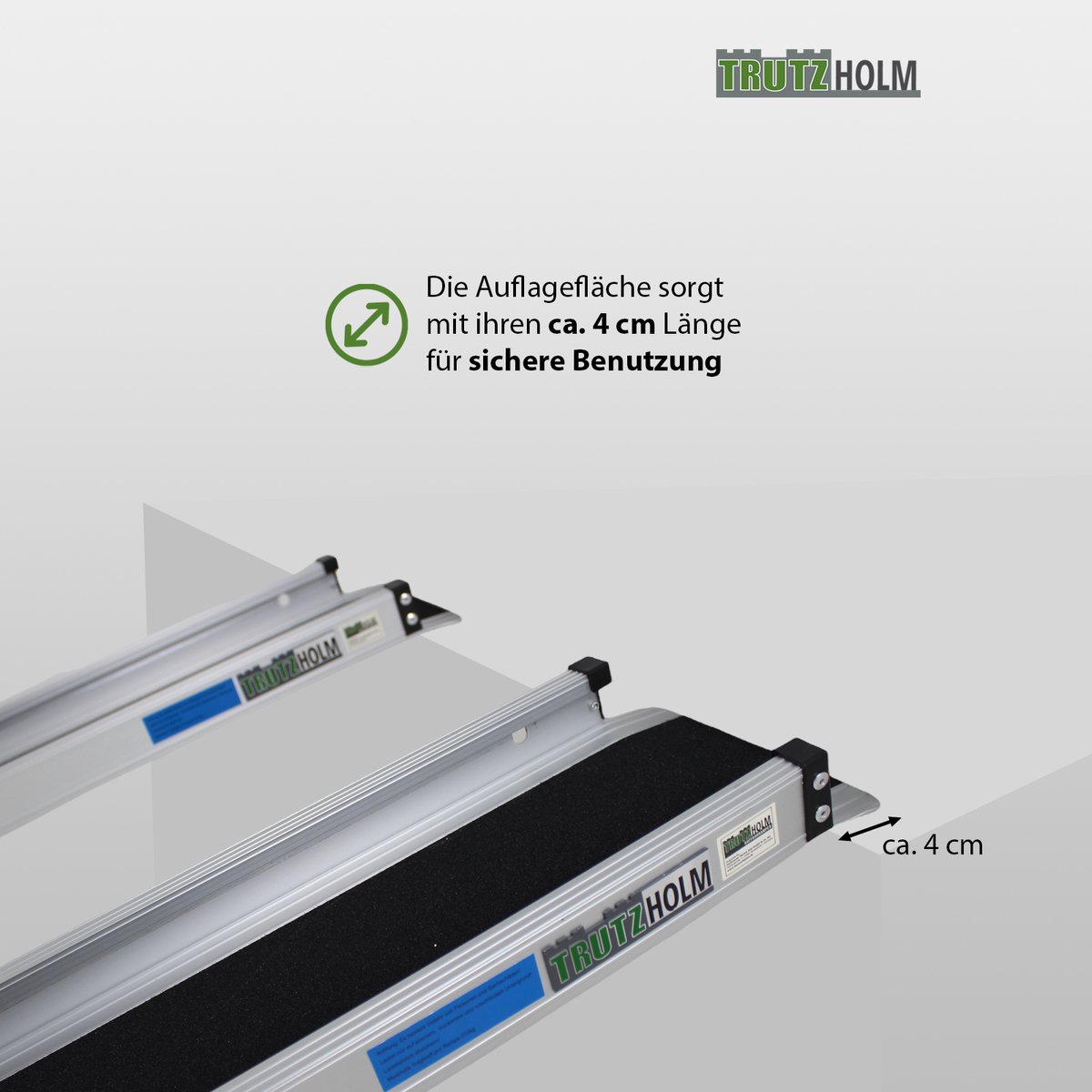 TRUTZHOLM 2 x telescopische oprijplaat 90 - 152 cm draagvermogen 272 aluminium grijs zwart antislip incl. tas Rolstoeloprijplaat