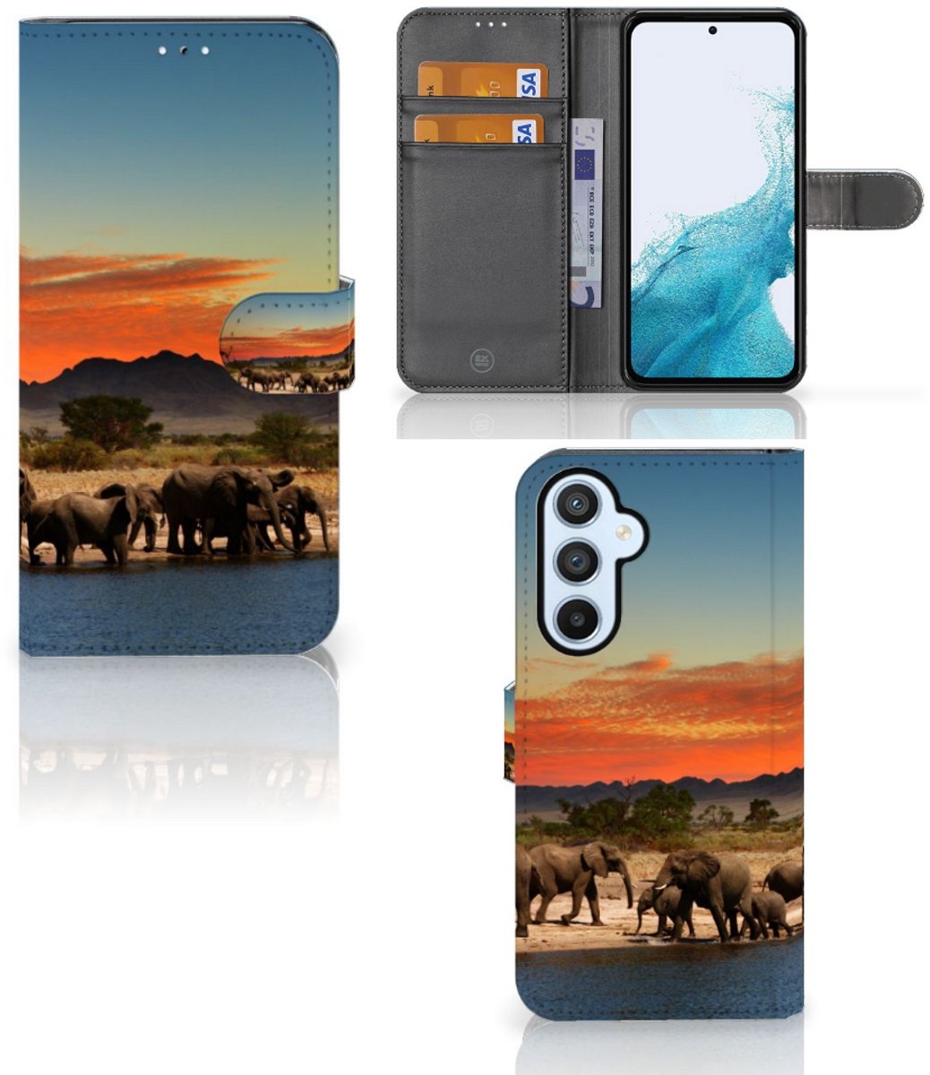 Samsung Galaxy A54 5G Telefoonhoesje met Pasjes Olifanten