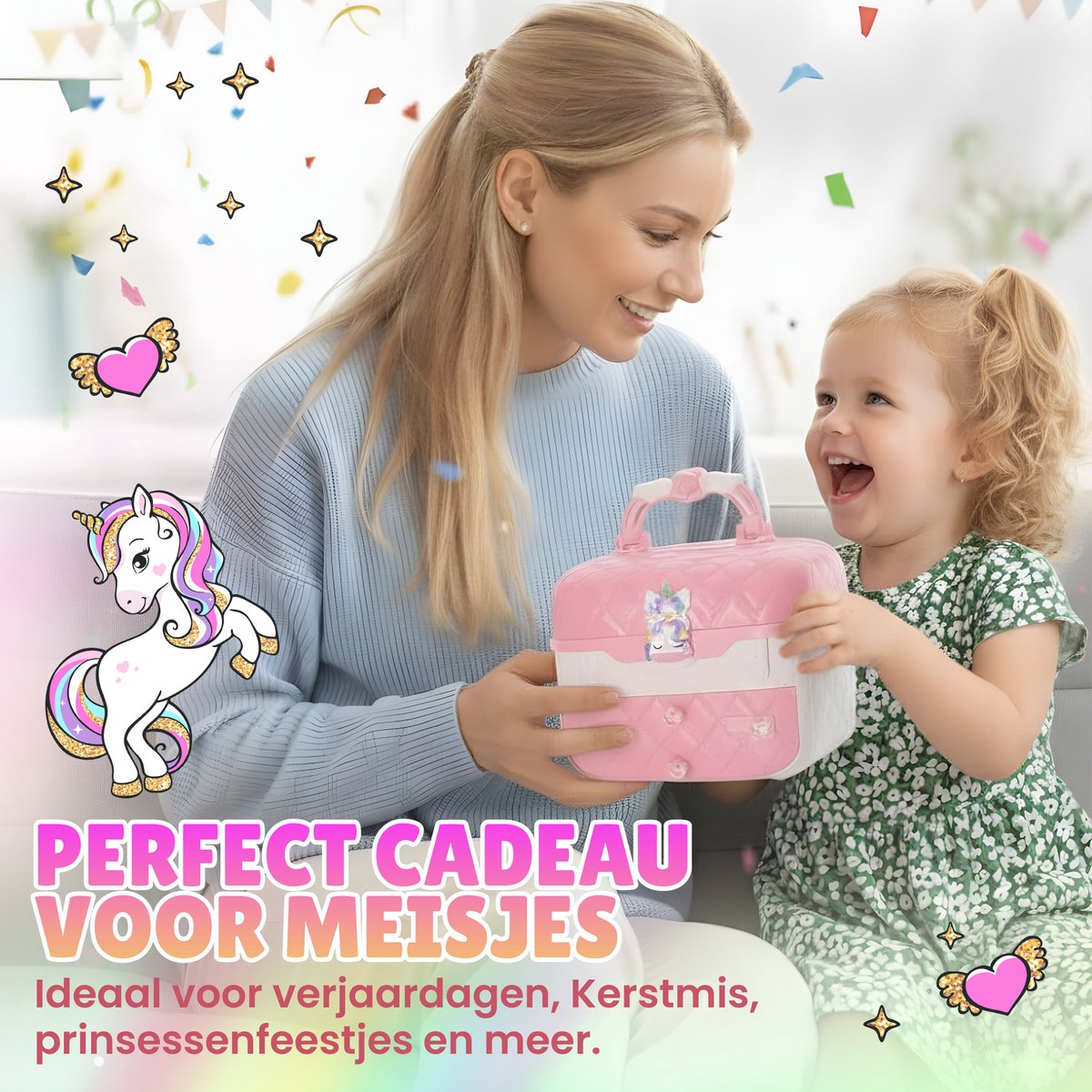 Pludo Kinder Make up - 50 Delige Set - Kinder Make up Koffer - Speelgoed Meisjes - Lipgloss en Nagellak voor Meisjes - Unicorn — afbeelding 7