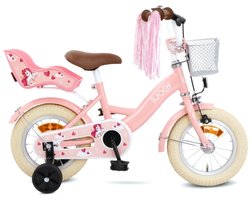SJOEF Dolly Meisjesfiets 12 inch - Kinderfiets 2, 3 & 4 jaar - Fiets 12 inch - Unicorn - Zijwieltjes - Roze