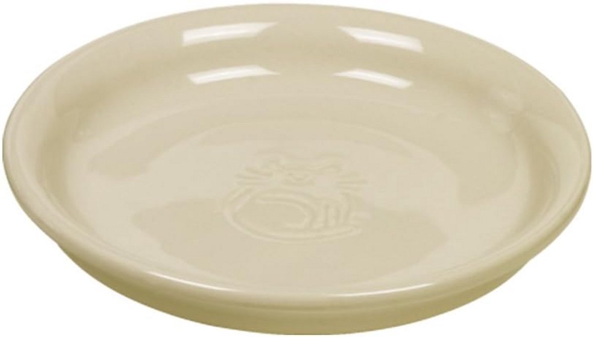 Katten keramische melkkom Ø14 x 2 cm - Beige en schattig design