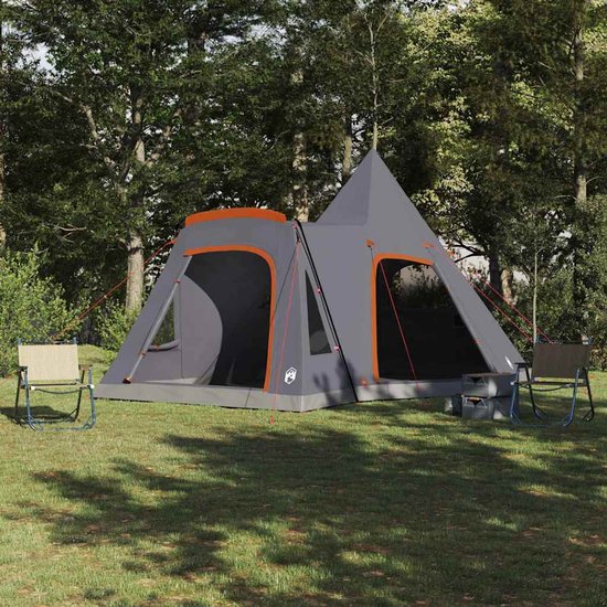 vidaXL - Teepee - Tent - voor - 5 - Personen - 5-persoons - Grijs - en - Oranje — afbeelding 4