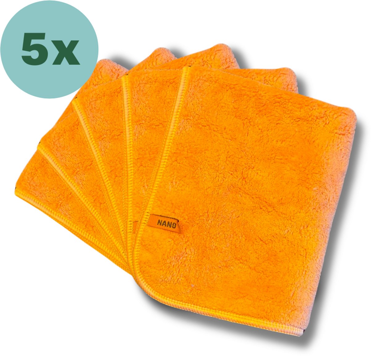Nano Plus 5x Premium Schoonmaakdoek Oranje 36x31cm - Nanovezeldoeken: Sterker en Efficiënter dan Microvezeldoekjes - Wasbaar - Voor Koken, Keuken, Badkamer, Glas, Auto Wassen, Inductie Kookplaat, Keramische Kookplaat - Schoonmaakdoekjes – Handdoek