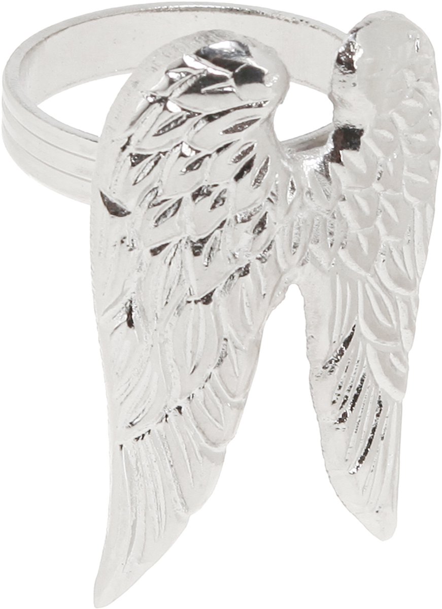 Servetringen engelenvleugels tafeldecoratie zilver 6,5cm Ø4cm 4 st, 4