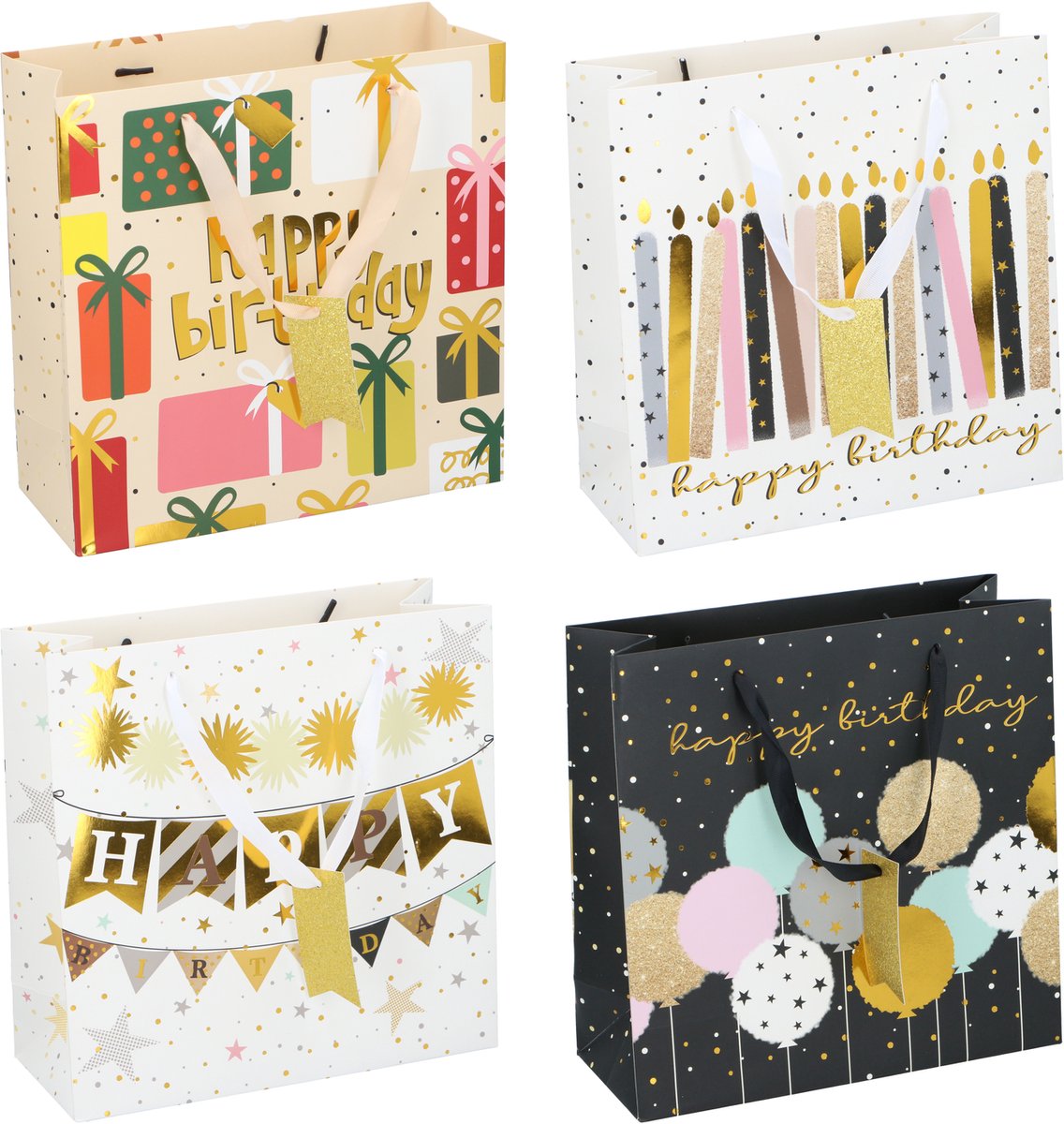 Gift bag birthday gold 4as