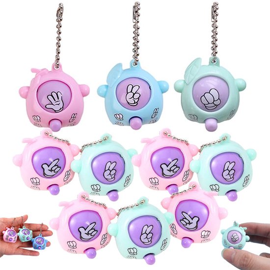 10 pièces - Porte-clés amusant - Pierre-Papier-Ciseaux jeu de devinettes porte-clés - Porte-clés jouet - Pierre-Papier-Ciseaux - Porte-clés anti-stress - Couleur aléatoire - Convient comme porte-clés, décoration de sac et de voiture