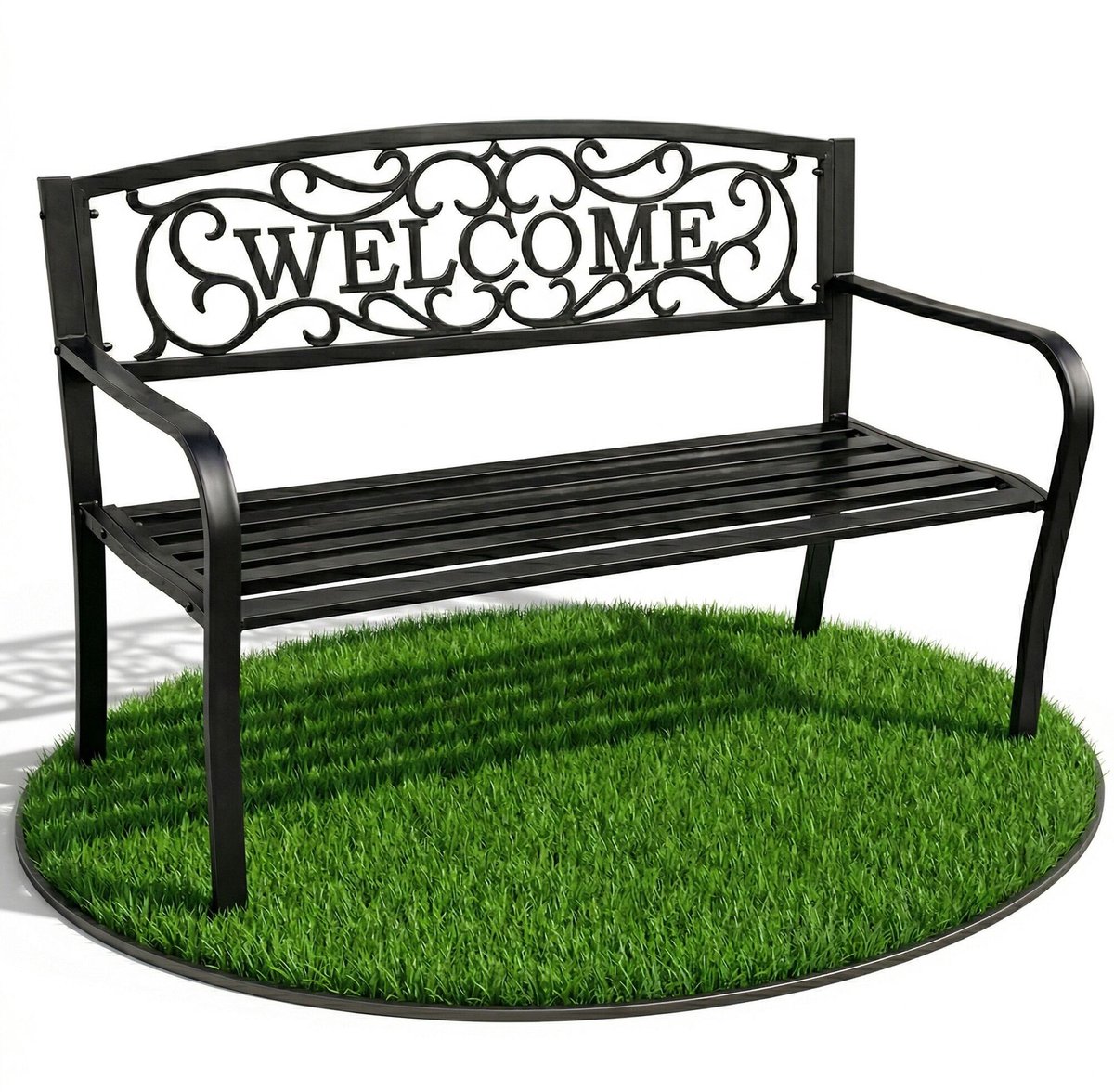 Tuinbank IRYS / Staal Buitenbank / Zwart / Maximale Belasting 320 kg / 127 x 86 x 62 cm