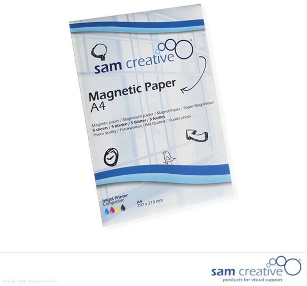 Sam Creative Magnetisch Papier A4 - set 5 st - Whiteboard