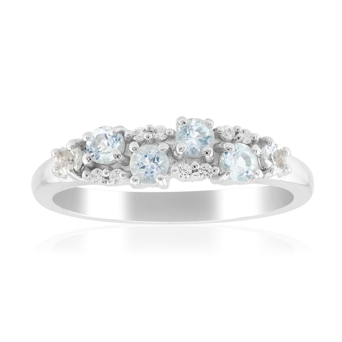 Cavill - Zilveren Ring - 925 Sterling Zilver Gerhodineerd - Braziliaanse Amblygoniet 0,264 ct + Zirkonia 0,049 ct - Elegante Ronde Steen Ring Vrouwen
