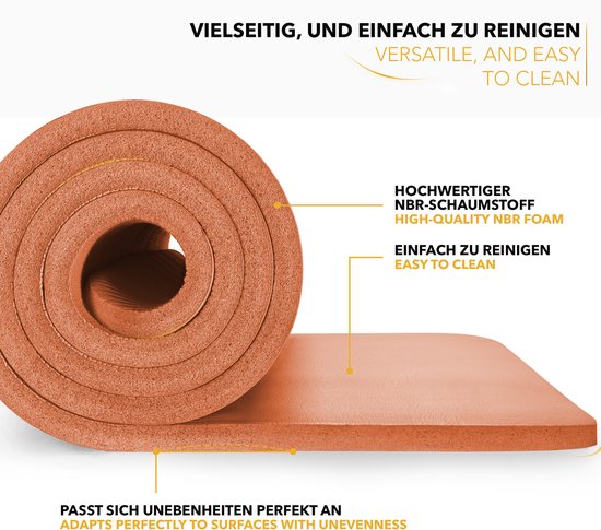 Yoga mat oranje 1 cm dik, fitnessmat, pilates, aerobics van Topas-Onyx — afbeelding 5
