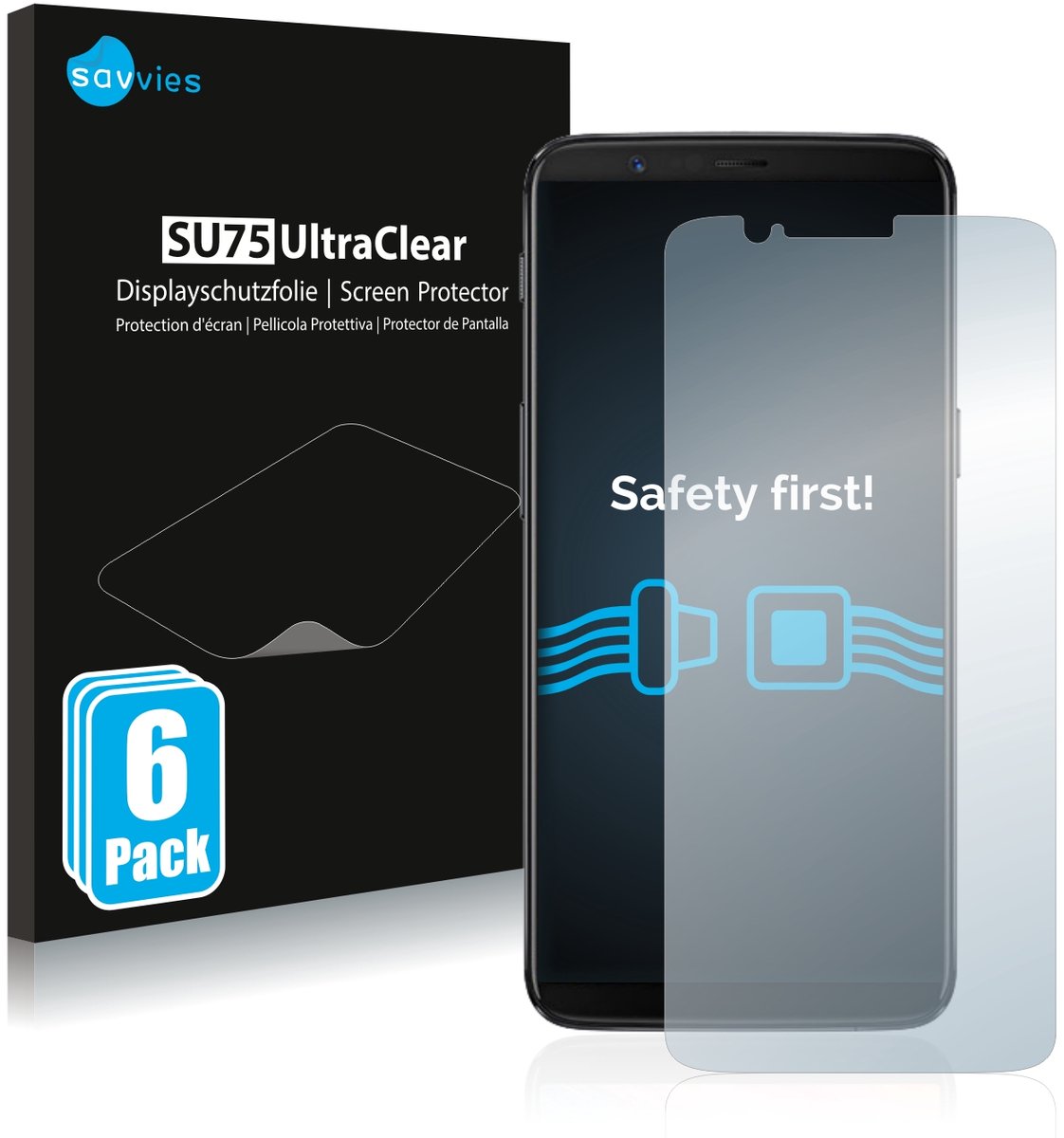 Savvies - Screenprotector voor OnePlus 5T - Folie Beschermfolie transparant 6 Stuks
