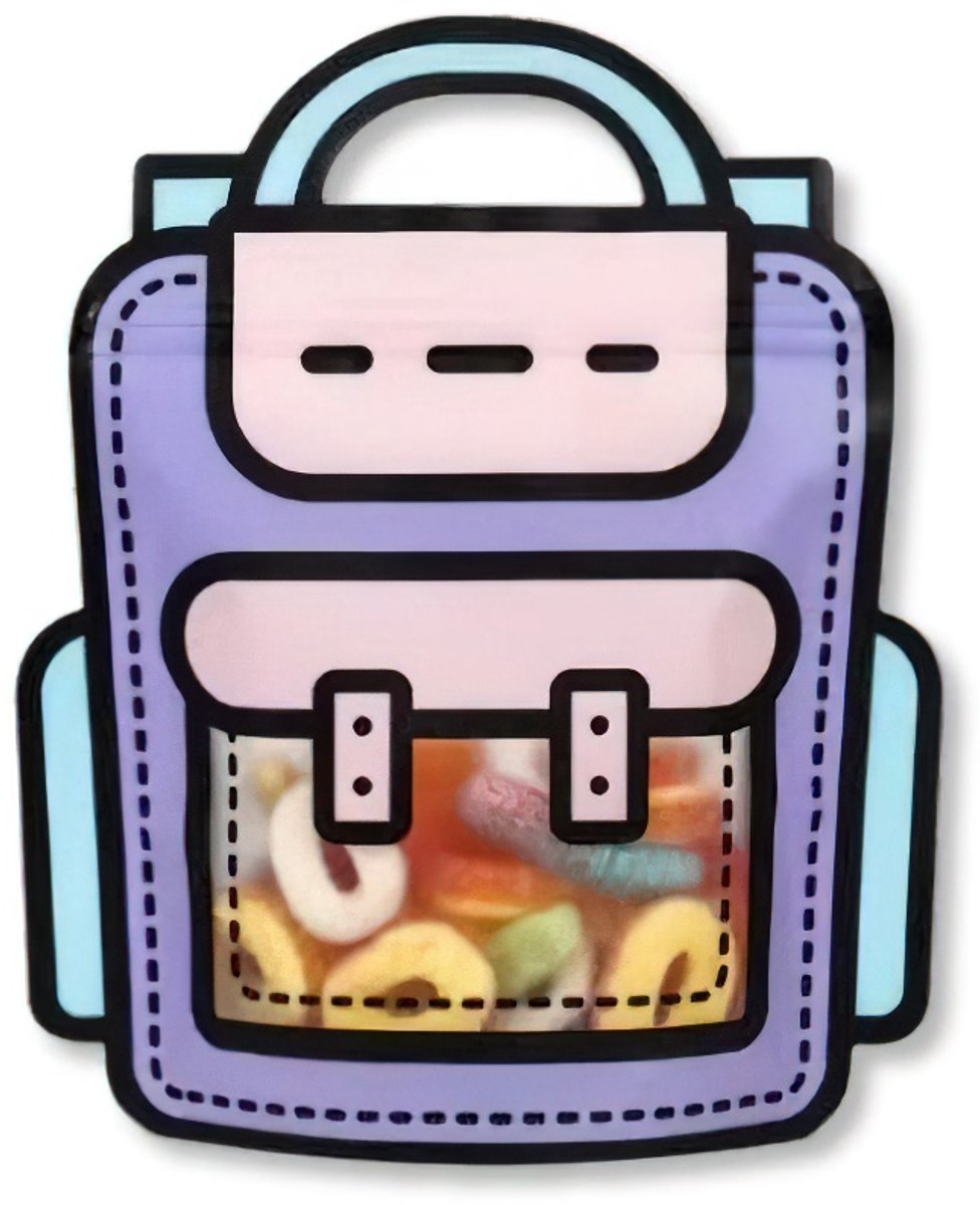 Ainy Schattige Uitdeelzakjes Paarse Schooltas 10 stuks - 18x21cm kleine semi transparent cadeauzakjes - hersluitbare zakjes met ziplock geschikt als traktatie, uitdeelcadeautjes en snoepzakje cadeauverpakkingen bij kinderfeestje