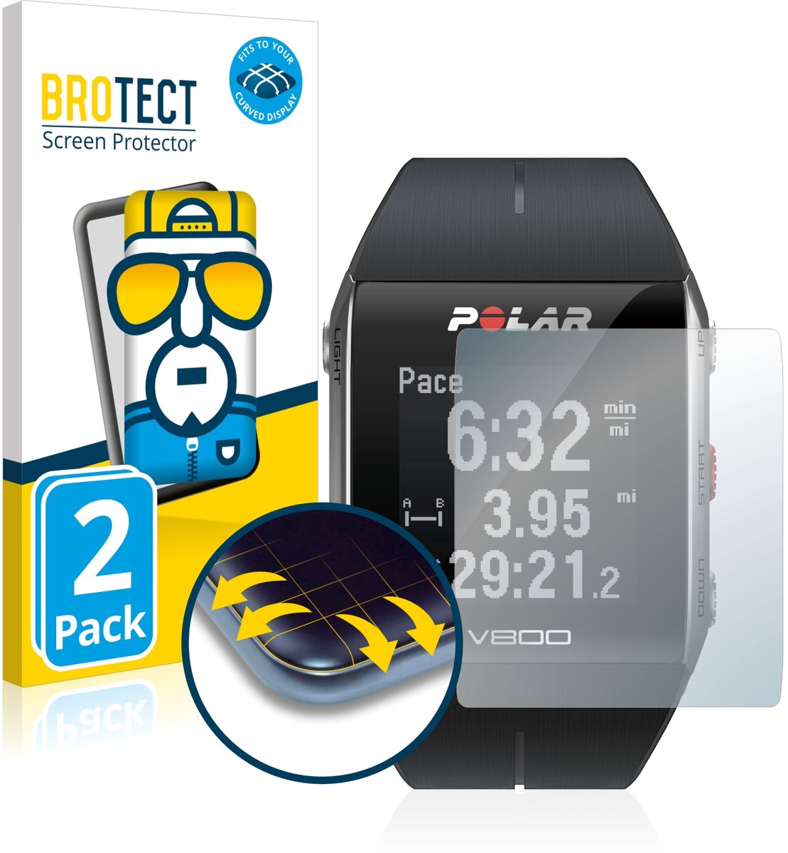 BROTECT - Screenprotector voor Polar V800 - Folie Beschermfolie transparant volledig dekking - 2 Stuks