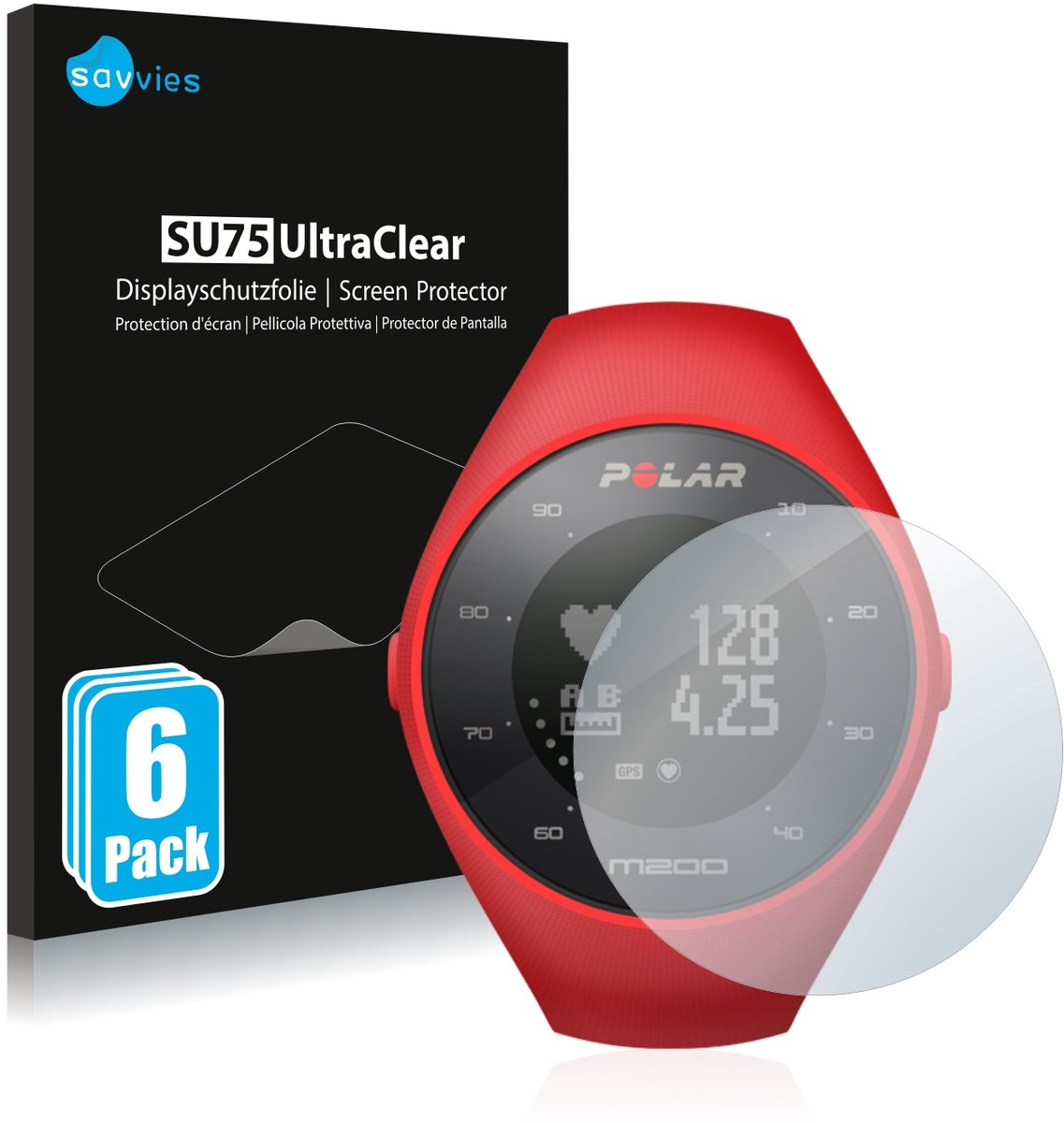 Savvies - Screenprotector voor Polar M200 - Folie Beschermfolie transparant 6 Stuks