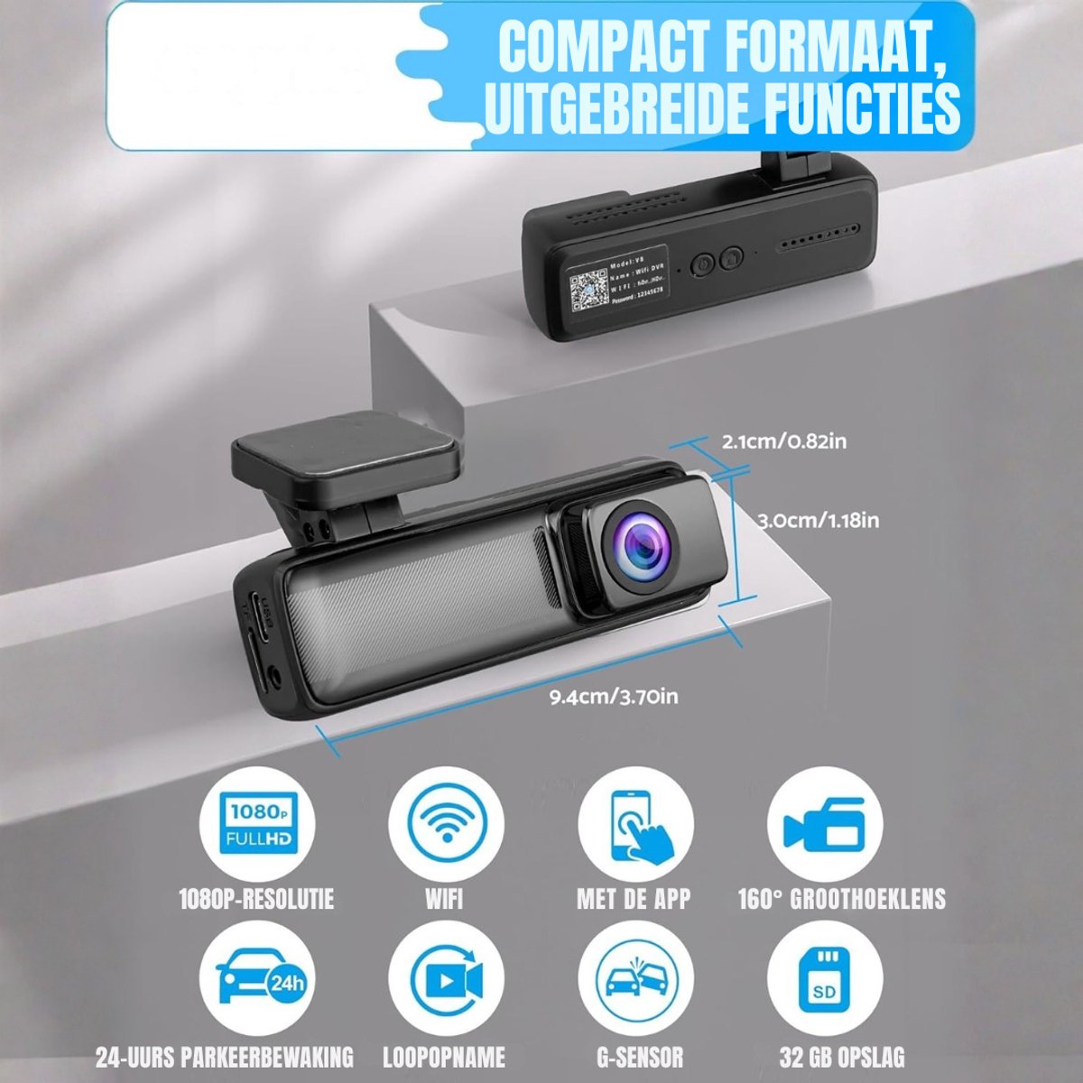 Zyrex® Dashcam voor Auto Voor en Achter - Dashcam - Zwart - 14cm x 6cm x 13cm – foto 3