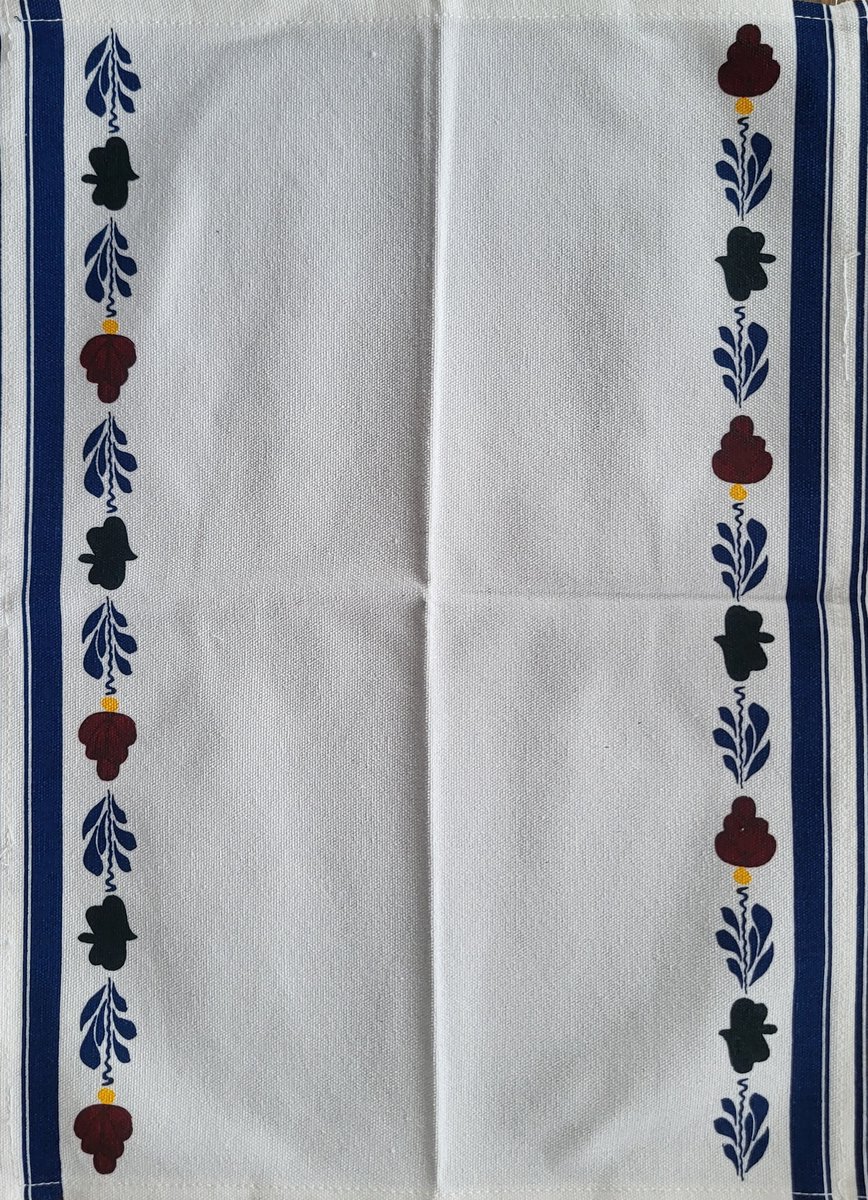 4 Placemats Boerenbont 45x35 cm - wit met blauw - set van 4