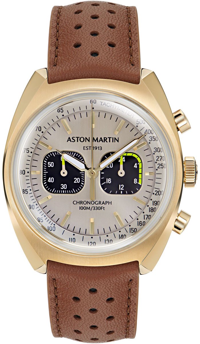Aston Martin Aml Timeless TS2 MTTS2F502 Horloge - Leer - Bruin - Ø 43 mm