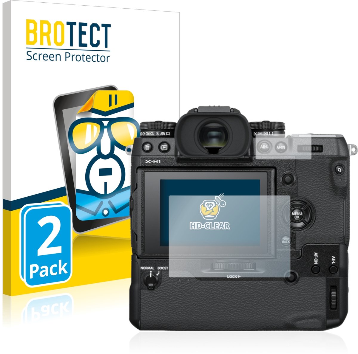 BROTECT - Screenprotector voor Fujifilm X-H1 - Folie Beschermfolie transparant 2 Stuks