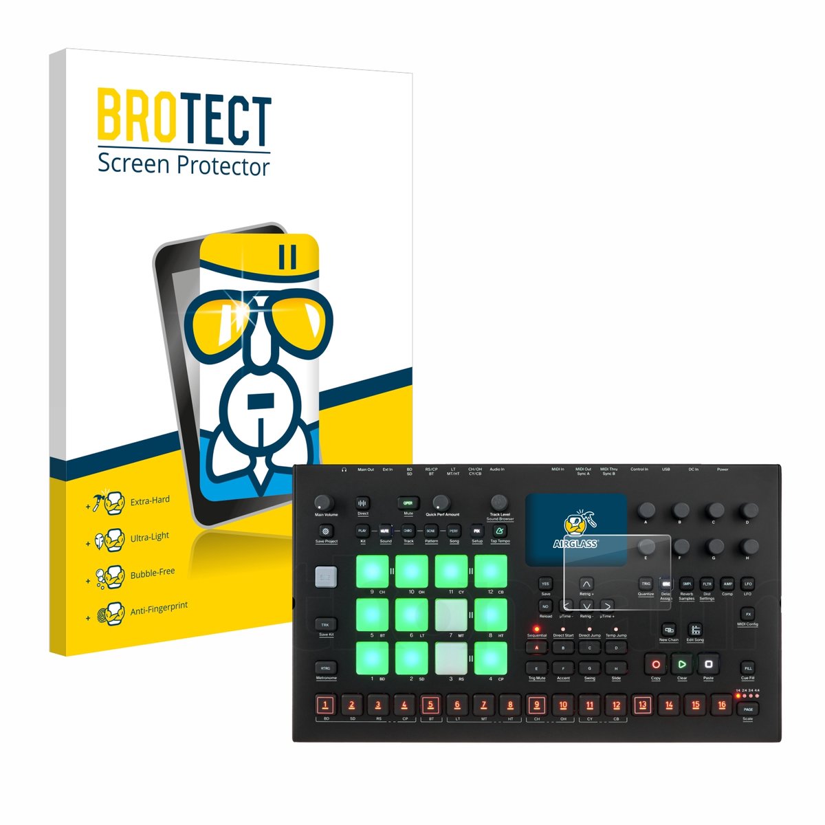 Screenprotector voor Elektron Analog Rytm MKII Beschermglas transparant