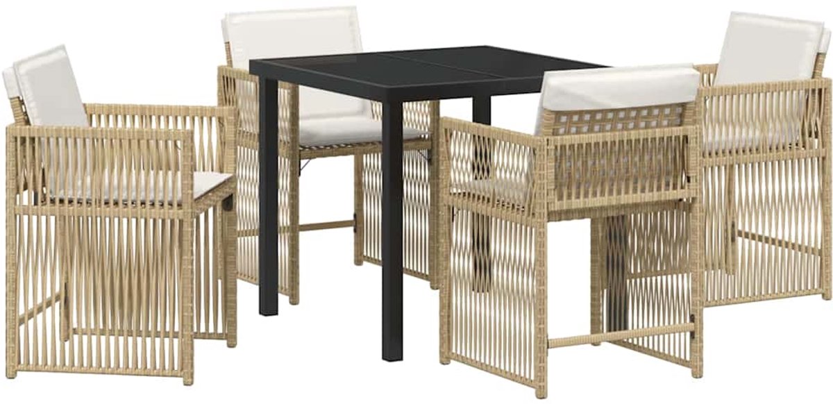 vidaXL - Tuin - Eettafel - Set - 5 - pcs - Beige - poly - rattan