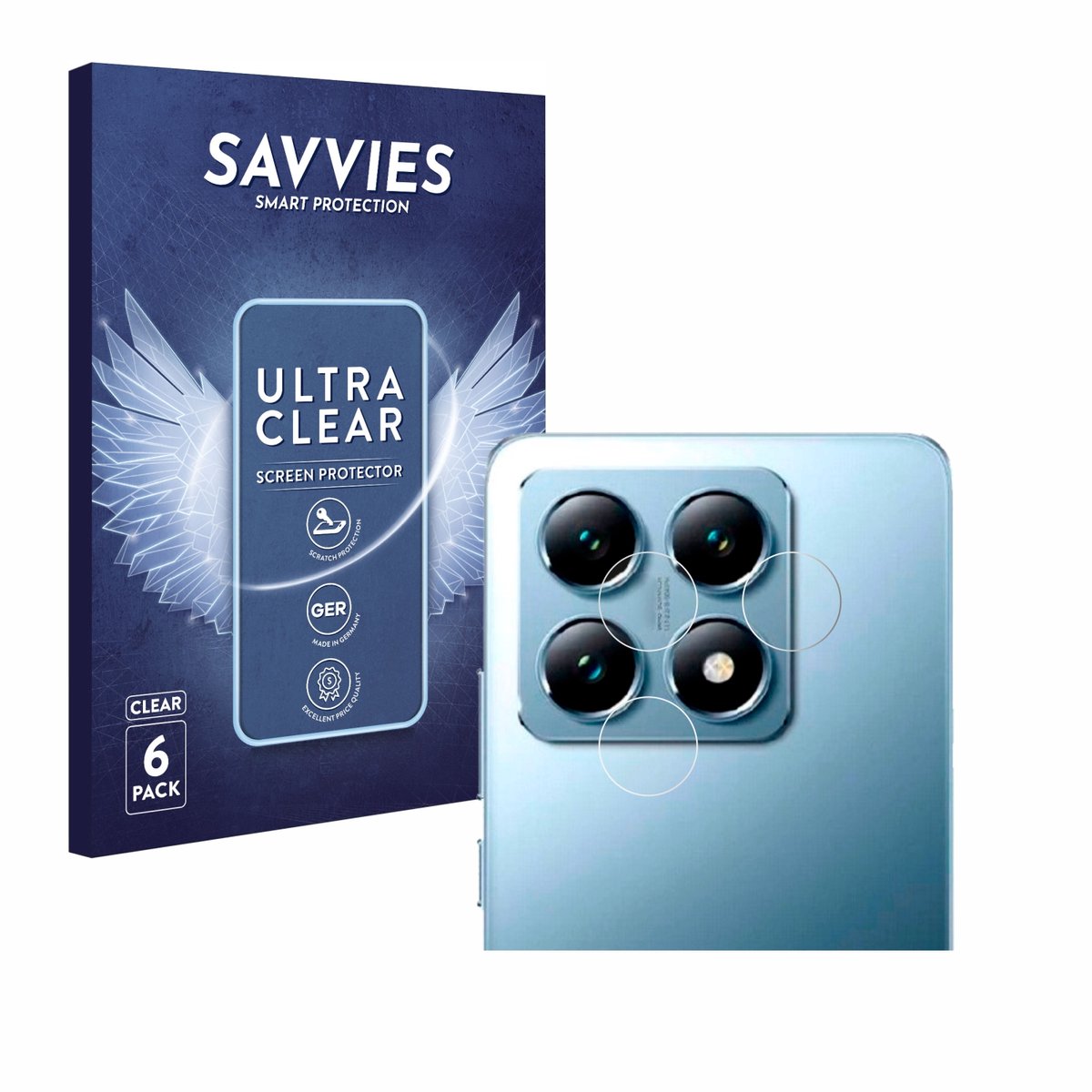 Savvies - Screenprotector voor Xiaomi 14T (ALLEEN Camera Lens) - Folie Beschermfolie transparant 6 Stuks