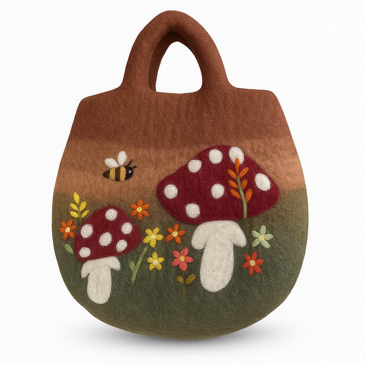 Paddenstoelentuin vilten tas - 35x27cm
