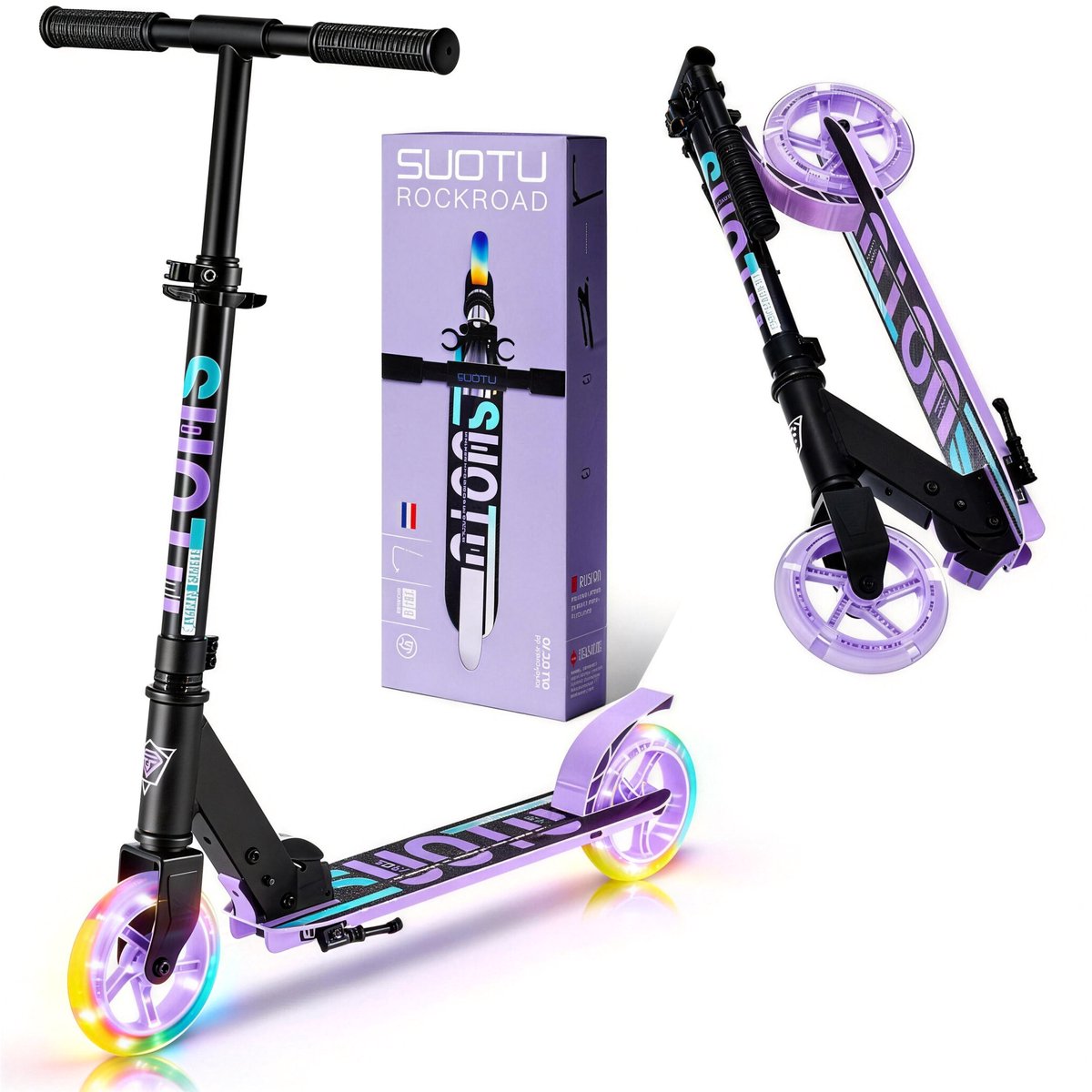 Bol.com Suotu Kinderstep - 145mm Lichtgevende Wielen - Step - Speelgoed Jongens/Meisjes - Max stuurhoogte: 85 cm - Aluminium - Z... aanbieding