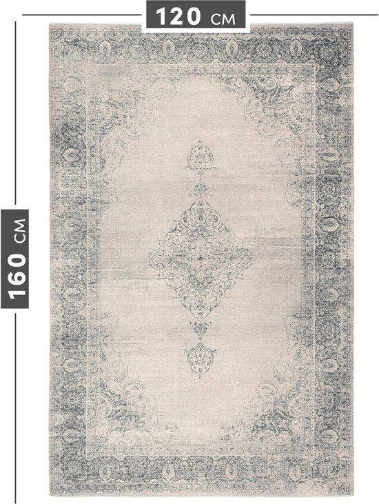 Kelim Vintage Tapis Salon Crème 120 x 160 cm, Tapis Chambre Moderne à Poils Courts, Super Doux, Lavable en Machine