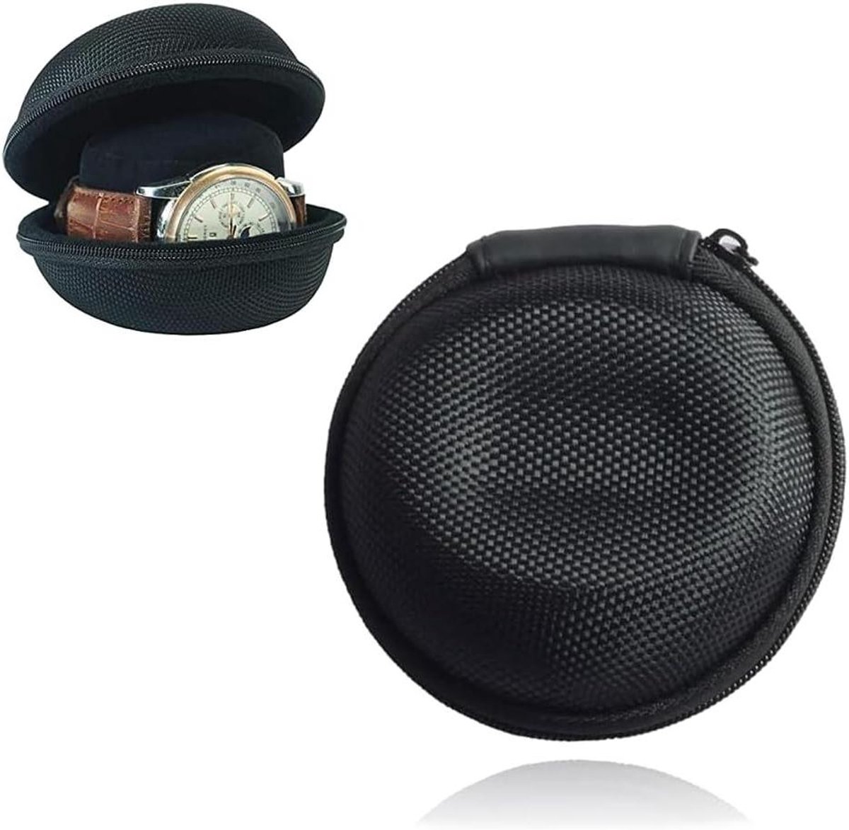 Horlogehoesje met ritssluiting voor het opbergen van één polshorloge - Draagbare horlogeopbergkoffer met zacht vilt interieur