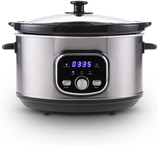 SNJY® Slowcooker met Timer - Slowcooker - Slowcookers - 3,5 Liter - 200 W - Zilver